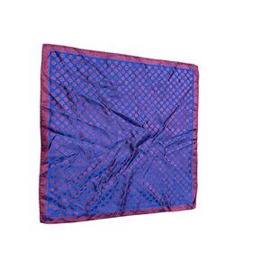 Silk Polka Dot Square Scarf Blue Burgundy Lightweight Shawl Neck Wrap Retro